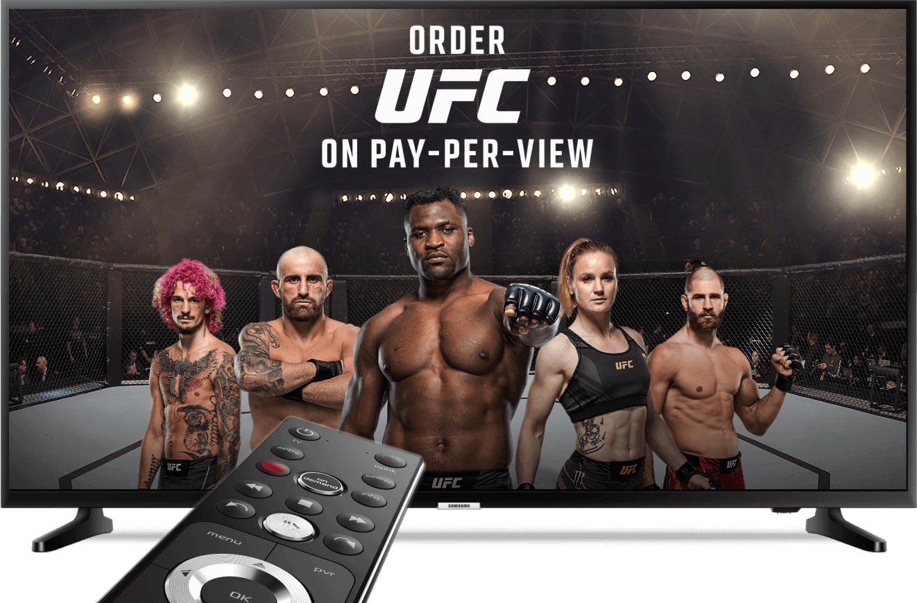 A TV displays UFC Pay Per View on Optik TV.