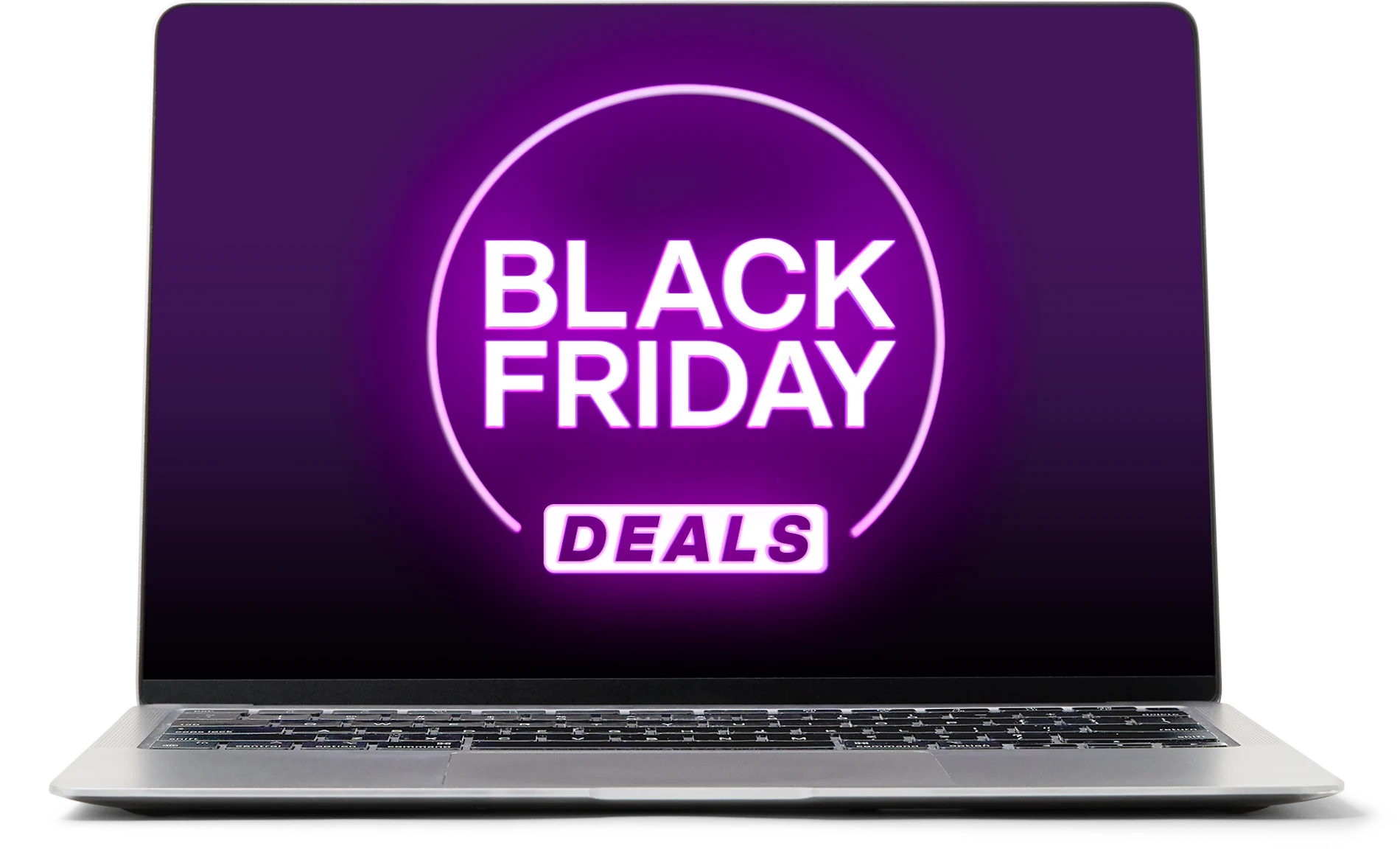 A laptop with a Black Friday Deals badge on the screen