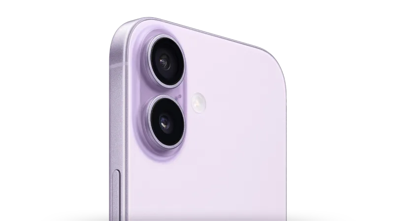 The back view of iPhone 17 in Lavender.