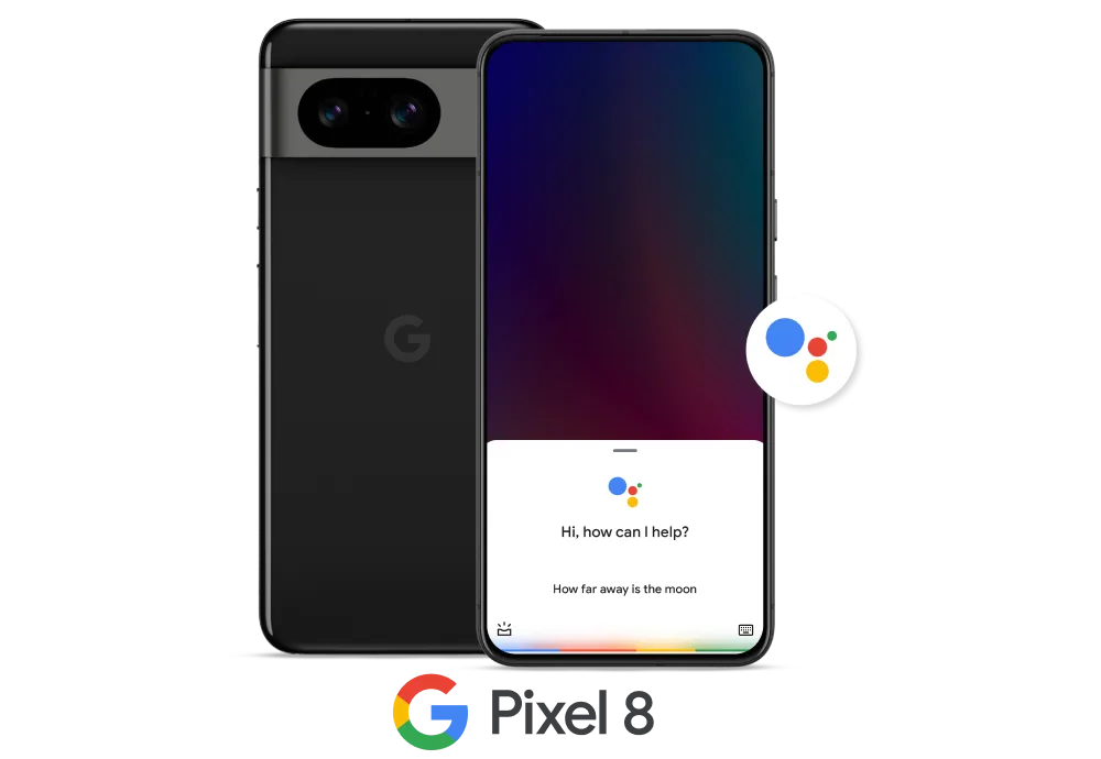 Front and back view of the Google Pixel 8