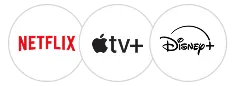 An image featuring Logos of Netflix, Disney+ and Apple TV+.