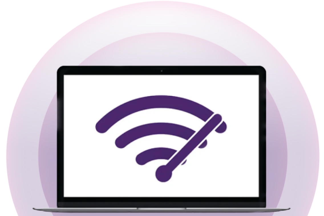 A laptop screen displaying a high speed wifi icon marks the Back to Business Event.