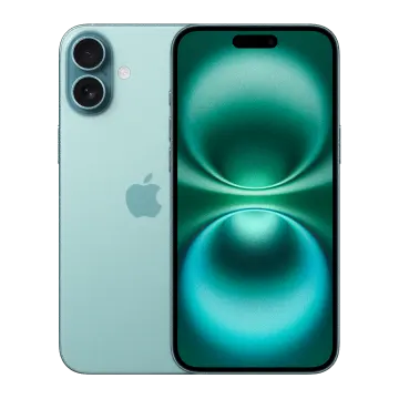 Front and back view of the iPhone 16 Plus in Teal