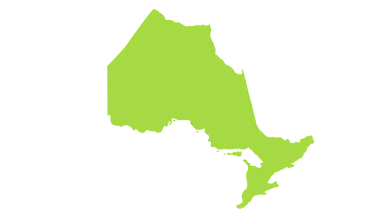A simplified map of Ontario is shown.