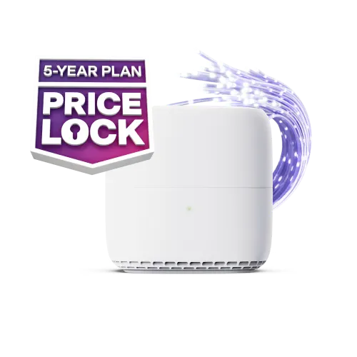 A TELUS modem next to the 5-Year Plan Price Lock badge.