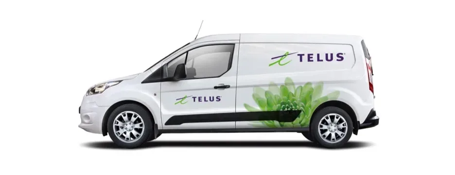 Une image montrant un camion TELUS utilisé par des installateurs professionnels de systèmes de sécurité.