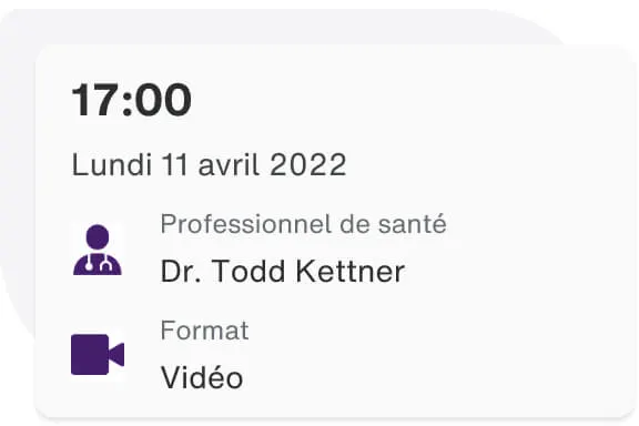 Date et heure confirmées de la consultation vidéo