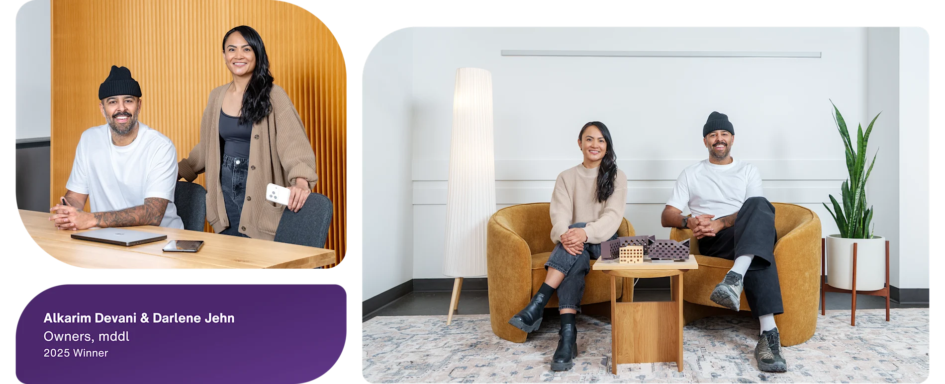2025 winners Alkarim Devani and Darlene Jehn of mddl featured in collaborative office spaces.