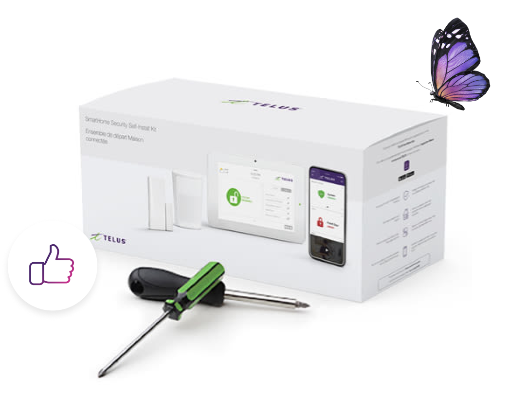 SmartHome Security Installation kit and screwdrivers.