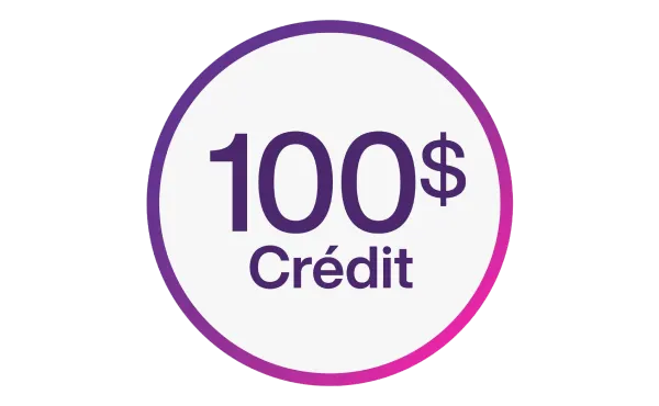 Un cercle avec les mots  « 100 $ Crédit »