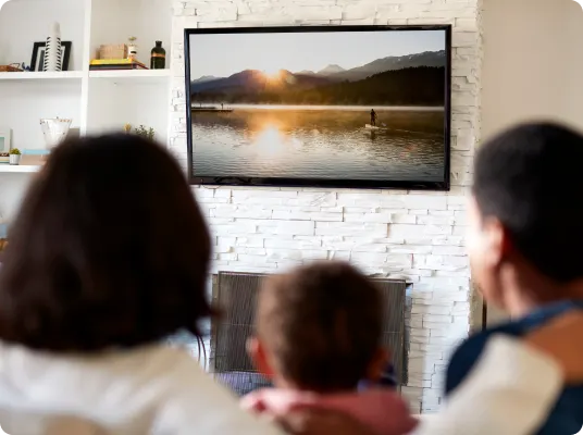 A family watching TV.