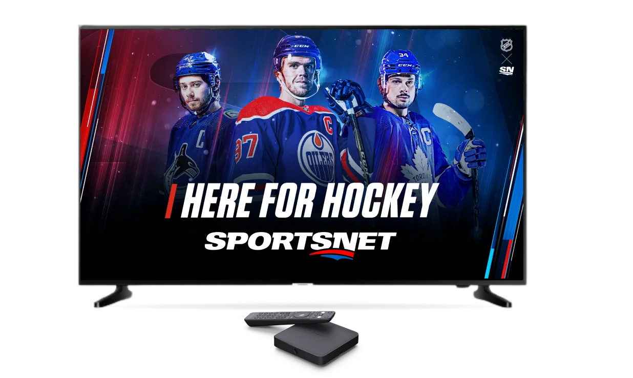 An image featuring Sportsnet Hockey show in a TV screen.