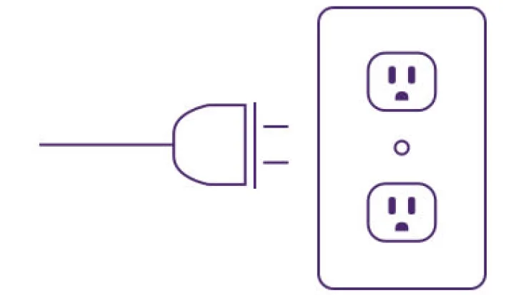 Diagram of a power cord connecting to an electrical outlet