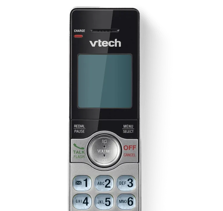 Front view of a Vtech wireless home phone.