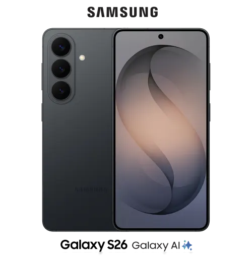 The front and back view of Galaxy S26.