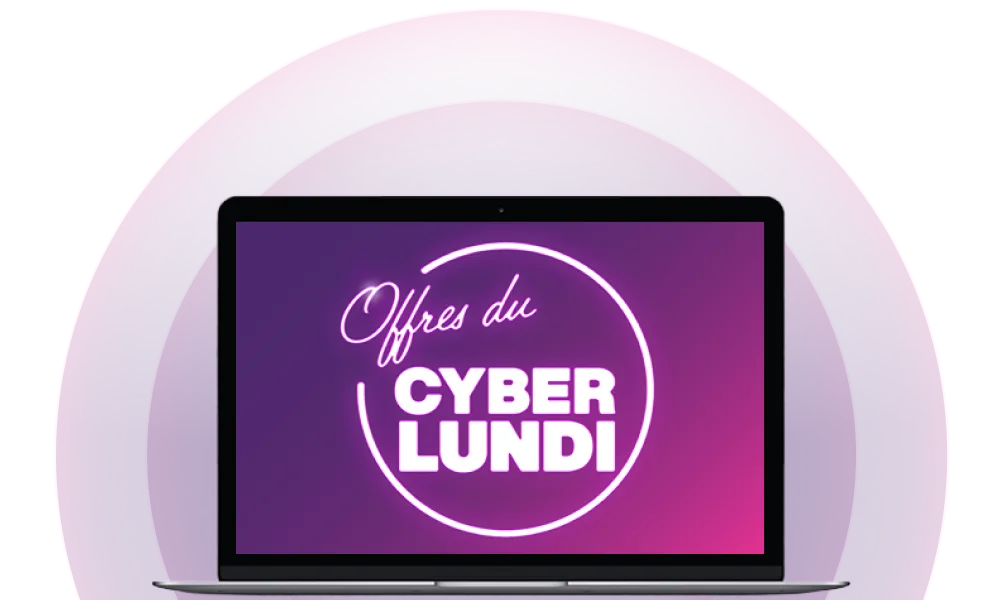 L’écran d’un ordinateur portable affichant Offre du Cyber Lundi