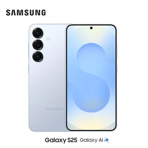 Front and back view of the Samsung Galaxy S25.