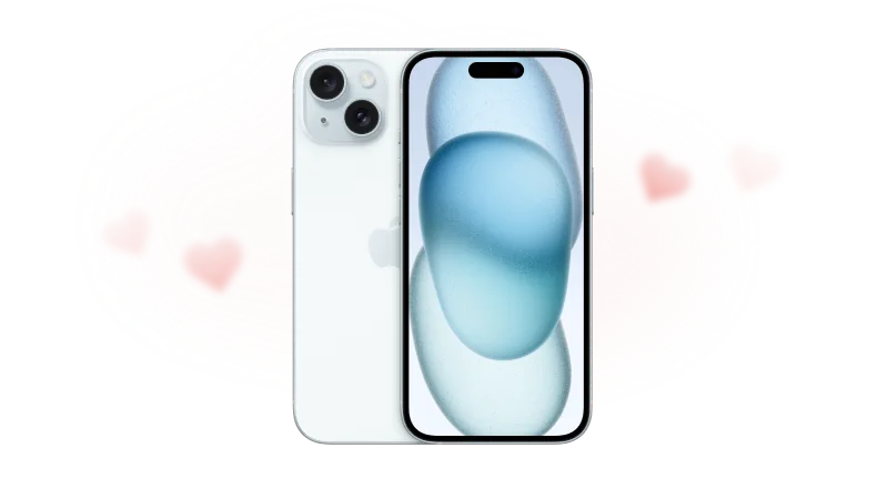 The front and back view of iPhone 15.