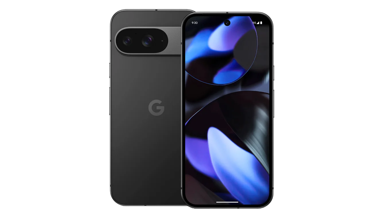 Front and back views of the Google Pixel 9.