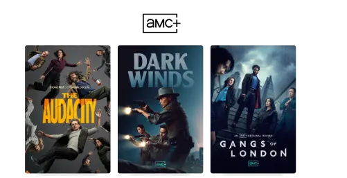 Three posters: The Audacity, Dark Winds and Gangs of London.