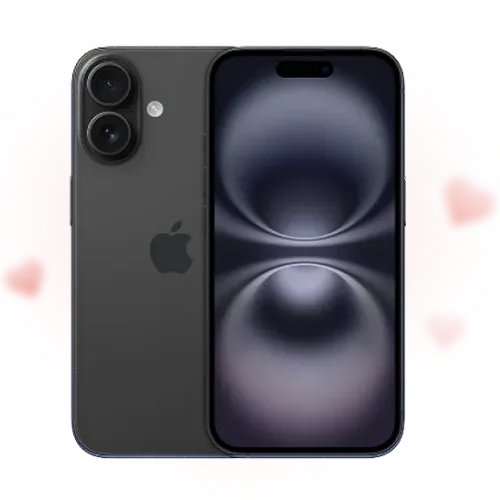 Front and back view of the iPhone 16.