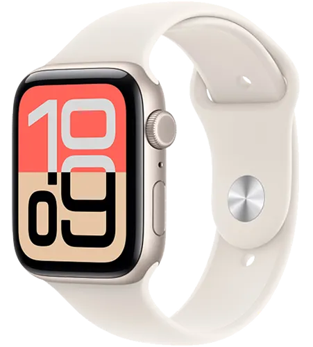 Apple Watch SE in Starlight Aluminium case with sport band