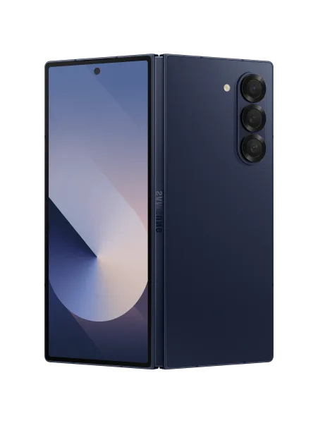 Vue avant et arrière du Samsung Galaxy Z Fold6 en bleu marine