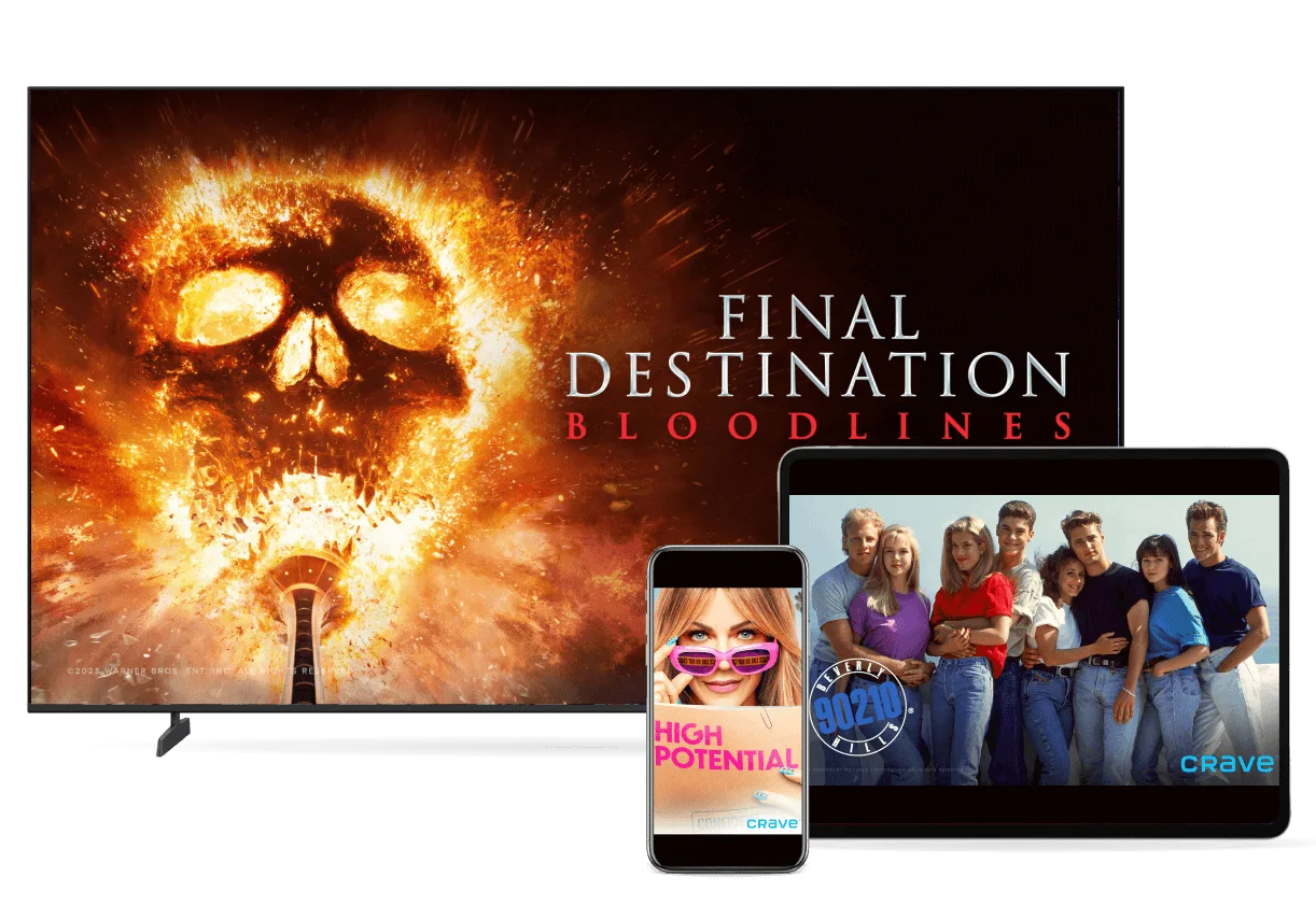 A flat screen TV, tablet and smartphone display hit Crave shows that all Crave subscribers have access to.