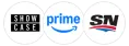 An image showing Showcase, Prime Video and Sportsnet logos.