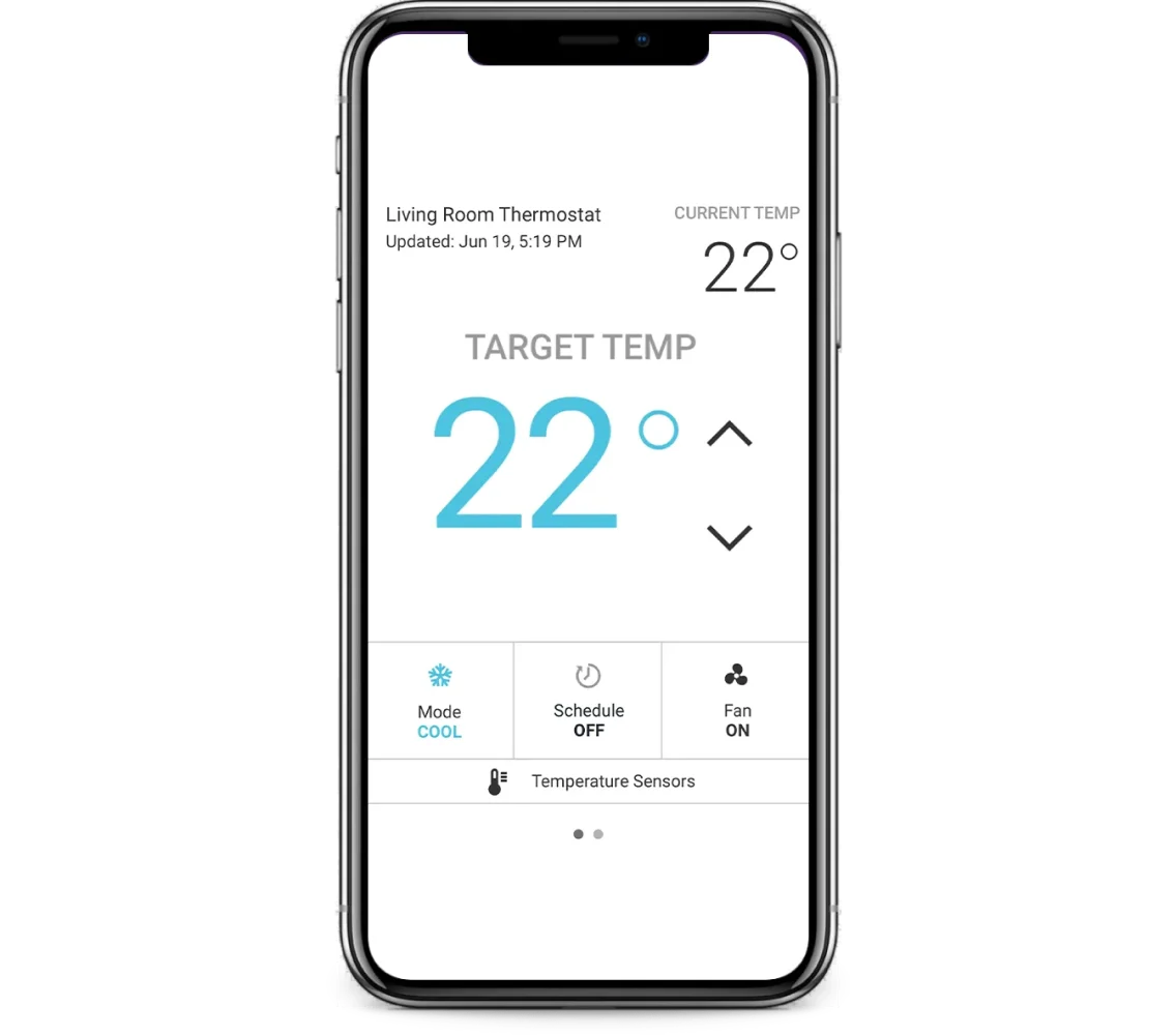 SmartHome App temperature control screen