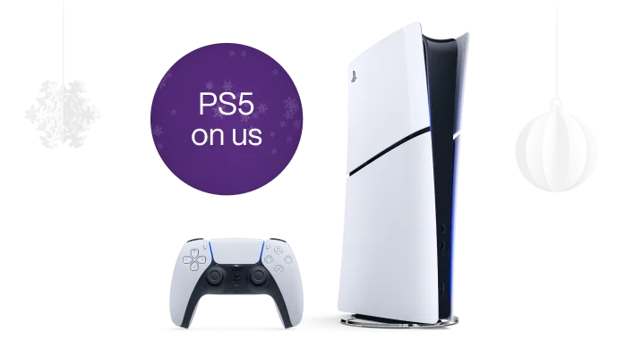 A PlayStation 5 console and remote. A roundel reads “$579.99”.