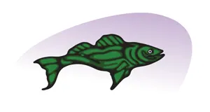 Artwork of a pickerel symbolizing regeneration and health for Indigenous communities, symbolizing abundance and renewal.