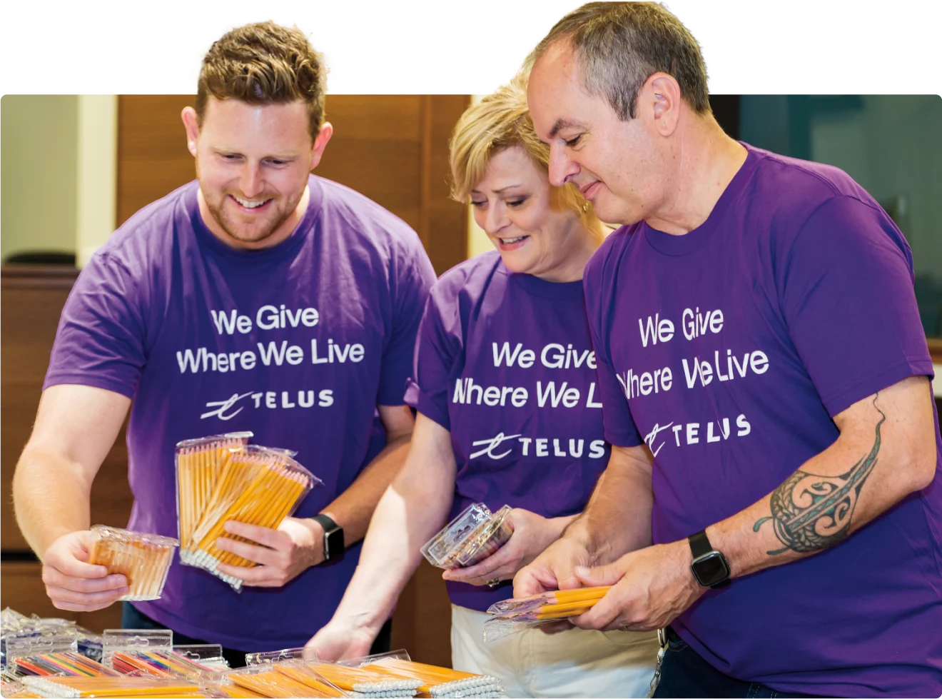 A TELUS van filled with essential supplies to support those affected by natural disasters.