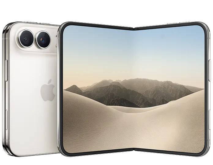 Une vue des écrans extérieur et intérieur du prochain iPhone Duo d'Apple.