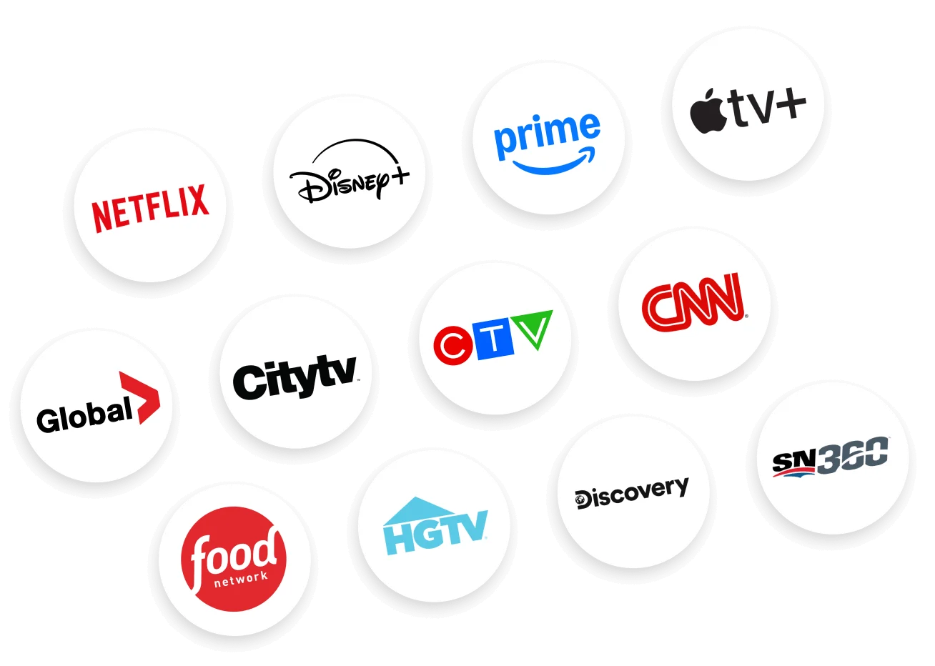 Various streaming channel logos.