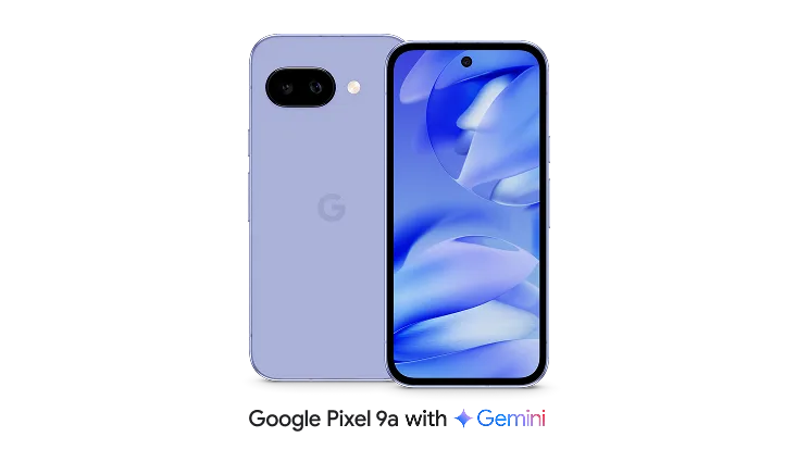 Front and back view of Google Pixel 9a.