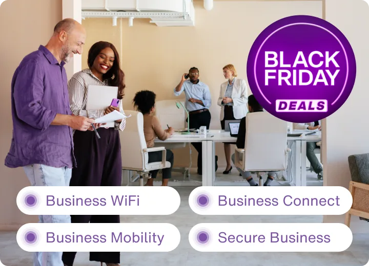 An office with various groups using all TELUS products within the workforce