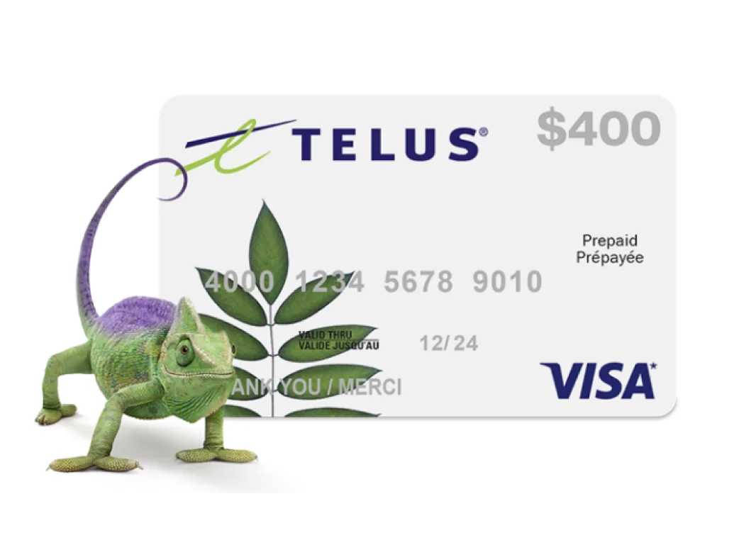 400 Prepaid Visa with and Optik TV TELUS