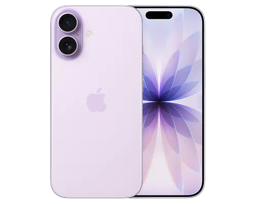 Front and back view of iPhone 17 in Lavender.
