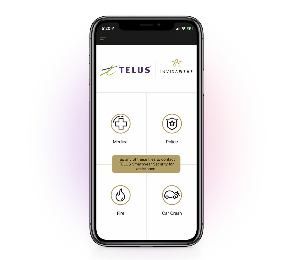 L’application invisaWear d’Accessoires de sécurité connectés de TELUS