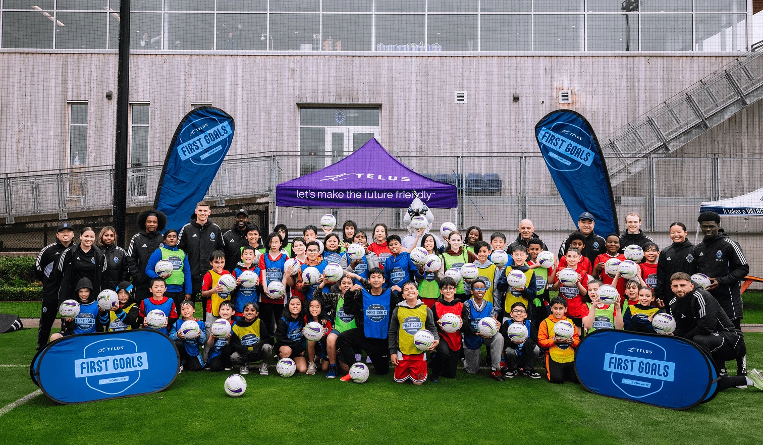 A group of children at a First Goals event in 2025