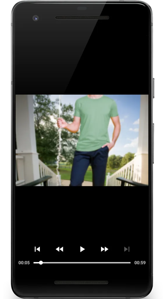 A smart phone with the video from a  competitor’s doorbell camera showing the same visitor but in lower quality and without a full head-to-toe view. 