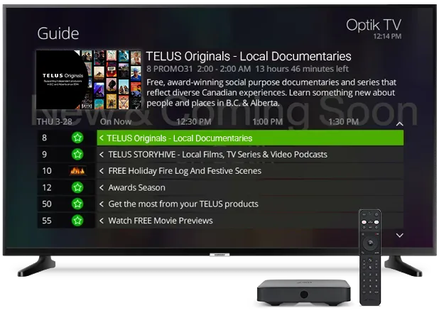 TELUS Originals on a TV set