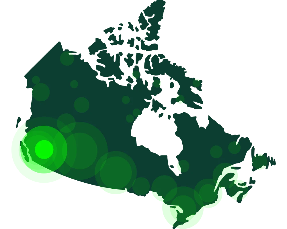 A map of Canada. British Columbia is highlighted.
