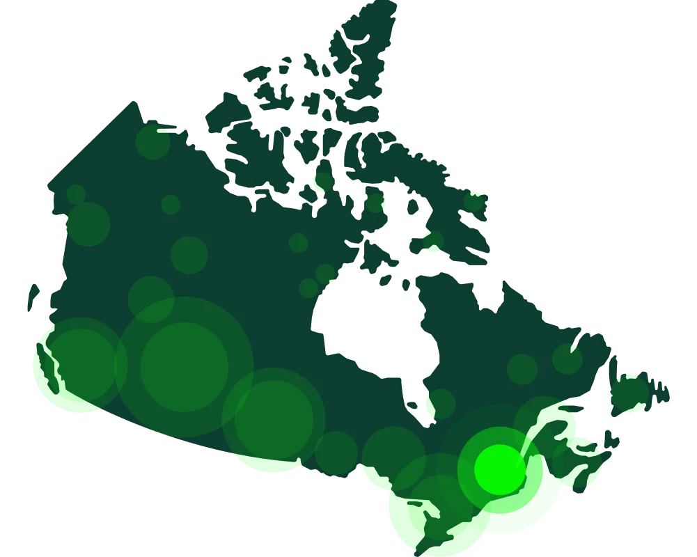A map of Canada. Quebec is highlighted.
