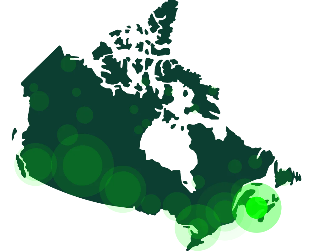 A map of Canada. Quebec is highlighted.