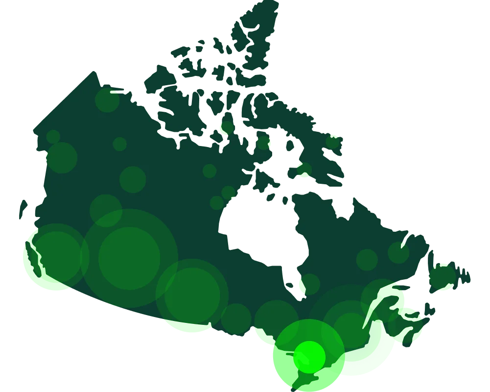 A map of Canada. Ontario is highlighted.