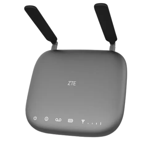 An image showing a sleek, black ZTE WF723 Wireless Home Phone Hub.