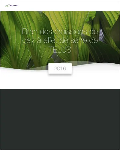 La couverture du Rapport sur les émissions de GES 2016