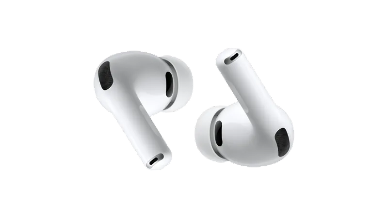 Two Apple Airpods buds.